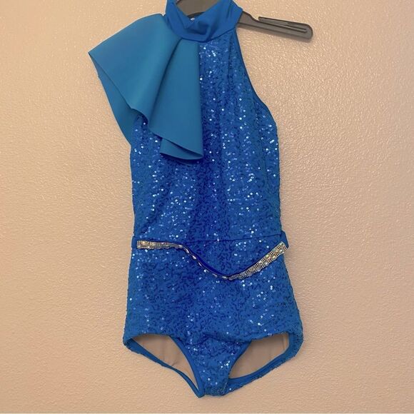 WEISSMAN Elite Dance Costume aqua blue rhinestone Heat Wave SQ13216 SA adult - Picture 2 of 11